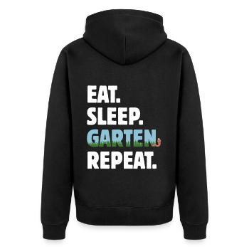 Eat Sleep Garten Repeat - Gärtner Geschenk - Unisex Premium Bio Zip Hoodie - Schwarz - Hinten - Nico (187cm)