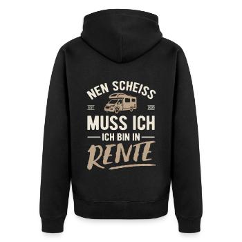 Nen Scheiss muss ich, ich bin in Rente 2025 - Unisex Premium Bio Zip Hoodie - Schwarz - Hinten - Nico (187cm)