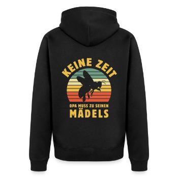 Keine Zeit Opa muss zu seinen Mädels - Imker - Unisex Premium Bio Zip Hoodie - Schwarz - Hinten - Nico (187cm)