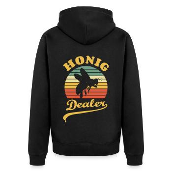 Honig Dealer - Imker, Biene, Bienenzucht - Unisex Premium Bio Zip Hoodie - Schwarz - Hinten - Nico (187cm)