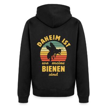 Daheim ist wo meine Bienen sind - Imker, Honig - Unisex Premium Bio Zip Hoodie - Schwarz - Hinten - Nico (187cm)