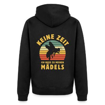 Keine Zeit ich muss zu meinen Mädels, Imker, Honig - Unisex Premium Bio Zip Hoodie - Schwarz - Hinten - Nico (187cm)