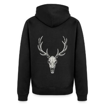 Hirschgeweih - Festzelt, Bier und Gaudi - Unisex Premium Bio Zip Hoodie - Schwarz - Hinten - Nico (187cm)
