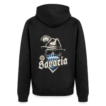 Grantler - Bavaria, marquee, beer and fun - Unisex Premium Organic Zip Hoodie - black - Back - Nico (187cm)