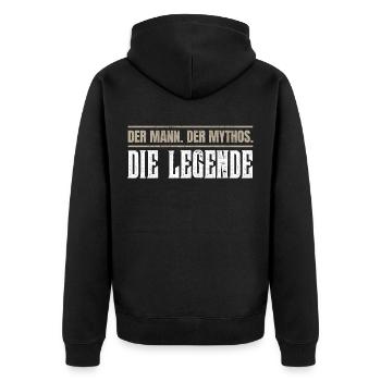 Der Mann. Der Mythos. Die Legende. - Unisex Premium Bio Zip Hoodie - Schwarz - Hinten - Nico (187cm)