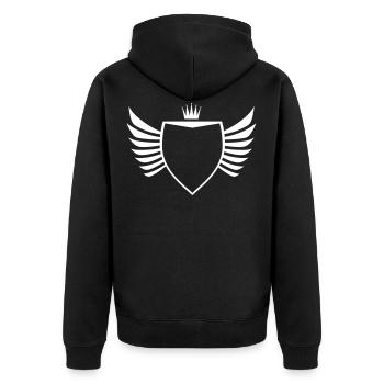 coat of arms symbol blank - Unisex Premium Organic Zip Hoodie - black - Back - Nico (187cm)