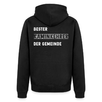 Bester Kaminkehrer in der Gemeinde - Unisex Premium Bio Zip Hoodie - Schwarz - Hinten - Nico (187cm)