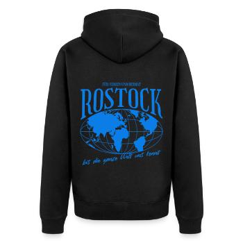 Rostock Home Football Gift - Unisex Premium Organic Zip Hoodie - black - Back - Nico (187cm)