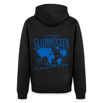 Saarbrücken Home Football Gift - Unisex Premium Organic Zip Hoodie - black - Back - Nico (187cm)