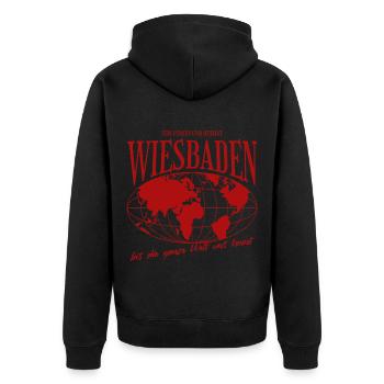 Wiesbaden Home Football Gift - Unisex Premium Organic Zip Hoodie - black - Back - Nico (187cm)