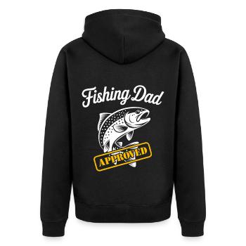 Bester Angelpapa Best Fishing Dad Approved - Unisex Premium Bio Zip Hoodie - Schwarz - Hinten - Nico (187cm)