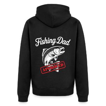 Bester Angelpapa Best Fishing Dad Approved - Unisex Premium Bio Zip Hoodie - Schwarz - Hinten - Nico (187cm)