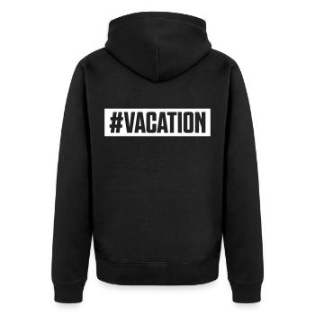 vacation urlaub hashtag - Unisex Premium Bio Zip Hoodie - Schwarz - Hinten - Nico (187cm)