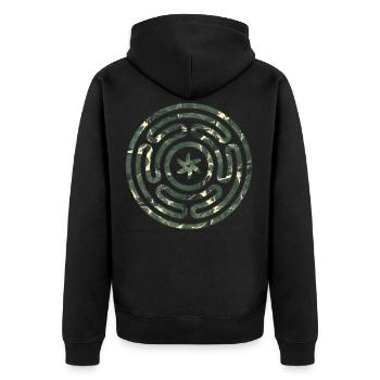 hekates rad e 226 - Unisex Premium Bio Zip Hoodie - Schwarz - Hinten - Nico (187cm)