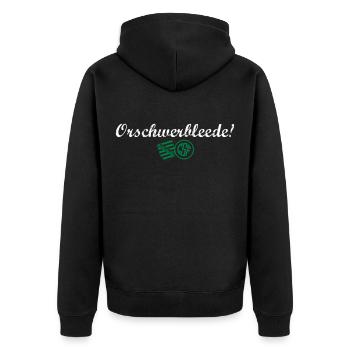 Orschwerbleede! - Unisex Premium Bio Zip Hoodie - Schwarz - Hinten - Nico (187cm)