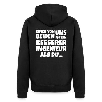 Der bessere Ingenieur Geschenk Bauingenieur - Unisex Premium Bio Zip Hoodie - Schwarz - Hinten - Nico (187cm)