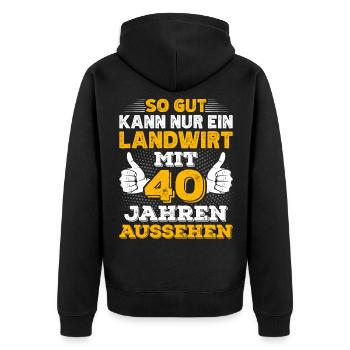 Landwirt 40. Geburtstag Geschenk Bauern Männer - Unisex Premium Bio Zip Hoodie - Schwarz - Hinten - Nico (187cm)