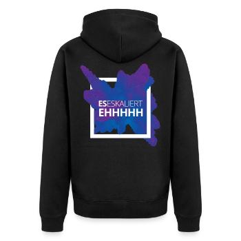 eseskalierteh - Unisex Premium Bio Zip Hoodie - Schwarz - Hinten - Nico (187cm)