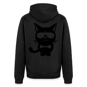 Bow Tie Cat - Unisex Premium Organic Zip Hoodie - black - Back - Nico (187cm)