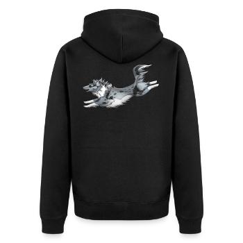 Berger Shetland Blue Merle - Unisex Premium Organic Zip Hoodie - black - Back - Nico (187cm)