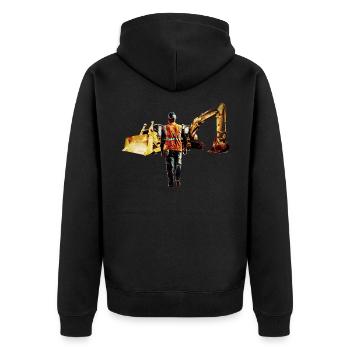 Bagger und Planierraupen - Unisex Premium Bio Zip Hoodie - Schwarz - Hinten - Nico (187cm)