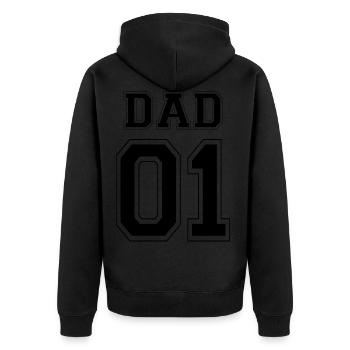 DAD 01 - Black Edition - Unisex Premium Bio Zip Hoodie - Schwarz - Hinten - Nico (187cm)