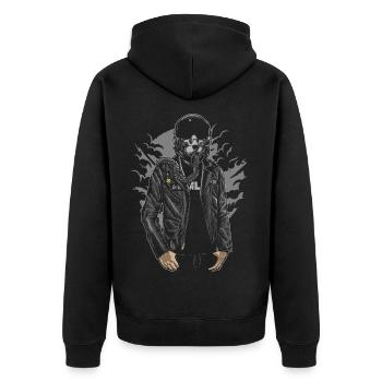 Sky Fighter - Unisex Premium Organic Zip Hoodie - black - Back - Nico (187cm)