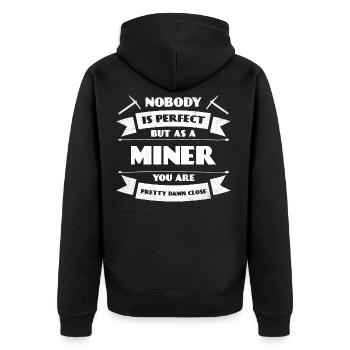 Perfect miner mine raw materials buddy - Unisex Premium Organic Zip Hoodie - black - Back - Nico (187cm)