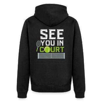 See You in Court Tennis Sport Ballsport gazon sable - Veste à capuche bio Premium Unisexe - noir - Dos - Nico (187cm)