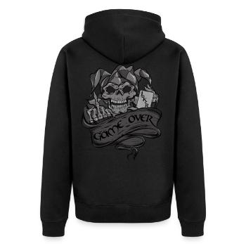 Joker - Unisex Premium Bio Zip Hoodie - Schwarz - Hinten - Nico (187cm)
