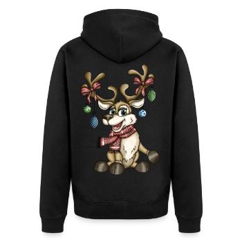 Reindeer Rudi version 2 - Unisex Premium Organic Zip Hoodie - black - Back - Nico (187cm)