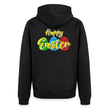 Happy Easter - Easter bunny Easter eggs celebration gift - Unisex Premium Organic Zip Hoodie - black - Back - Nico (187cm)