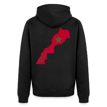 Marokko 2 - Unisex Premium Bio Zip Hoodie - Schwarz - Hinten - Nico (187cm)