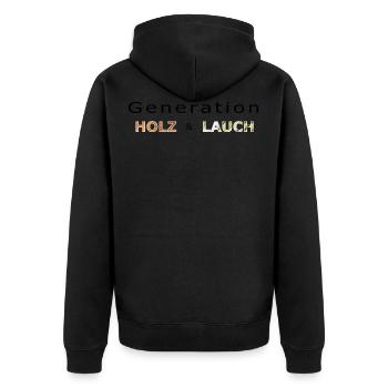 Generation Holz und Lauch - Unisex Premium Bio Zip Hoodie - Schwarz - Hinten - Nico (187cm)