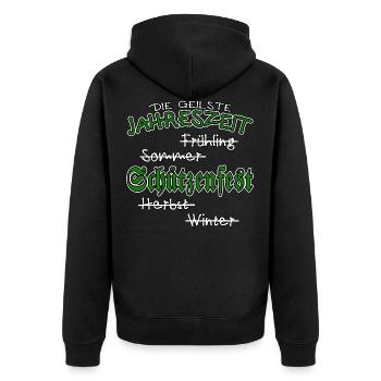 Schützenfest - Die geilste Jahreszeit grün - Unisex Premium Bio Zip Hoodie - Schwarz - Hinten - Nico (187cm)