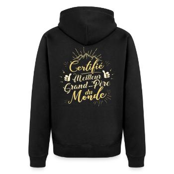 T-shirt pour Papy - Certifié Meilleur Grand-Père - Veste à capuche bio Premium Unisexe - noir - Dos - Nico (187cm)