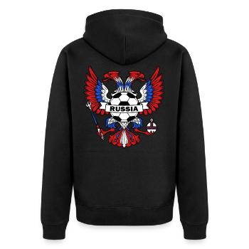 Russland - Unisex Premium Bio Zip Hoodie - Schwarz - Hinten - Nico (187cm)