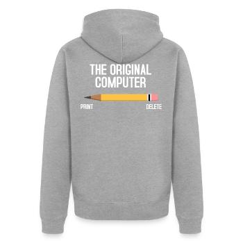 Computer - Unisex Premium Bio Zip Hoodie - Grau meliert - Hinten - Nico (187cm)
