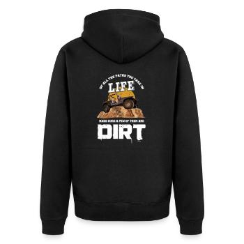 Schmutz Jeep - Unisex Premium Bio Zip Hoodie - Schwarz - Hinten - Nico (187cm)
