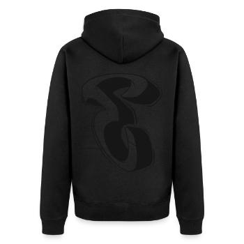 E - Unisex Premium Bio Zip Hoodie - Schwarz - Hinten - Nico (187cm)