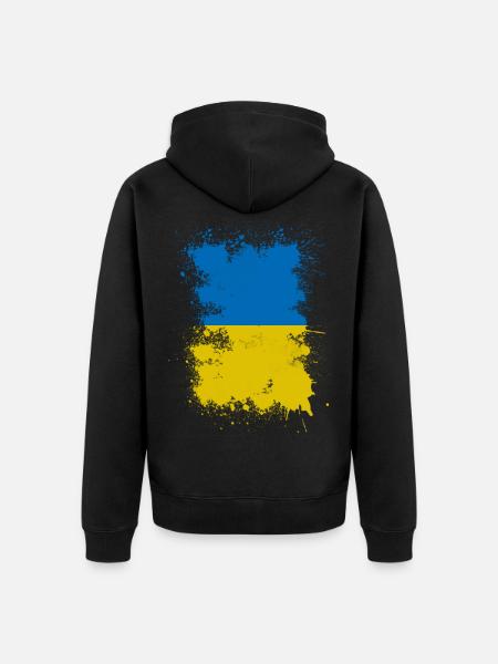 Ukraine Flagge Farbfleck Kunst - Unisex Premium Bio Zip Hoodie - Schwarz