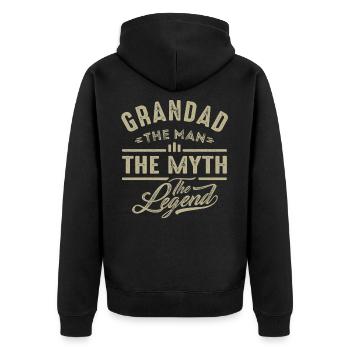 Grandad The Legend - Unisex Premium Organic Zip Hoodie - black - Back - Nico (187cm)