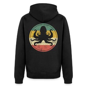 Oktopus - Unisex Premium Bio Zip Hoodie - Schwarz - Hinten - Nico (187cm)
