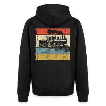 Train vintage - Veste à capuche bio Premium Unisexe - noir - Dos - Nico (187cm)