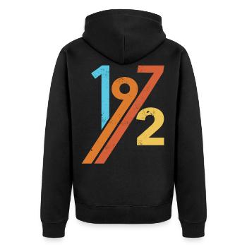 1972 Geburtstag - Unisex Premium Bio Zip Hoodie - Schwarz - Hinten - Nico (187cm)