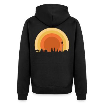 70er Berlin - Unisex Premium Bio Zip Hoodie - Schwarz - Hinten - Nico (187cm)
