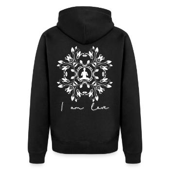 Chemise de yoga spiritualité croisée - Veste à capuche bio Premium Unisexe - noir - Dos - Nico (187cm)