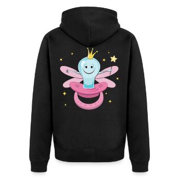 Spaß-Schnuller-Fee-T-Shirt für Mädchen, zum von Friedensstiftern loszukommen - Unisex Premium Bio Zip Hoodie - Schwarz - Hinten - Nico (187cm)