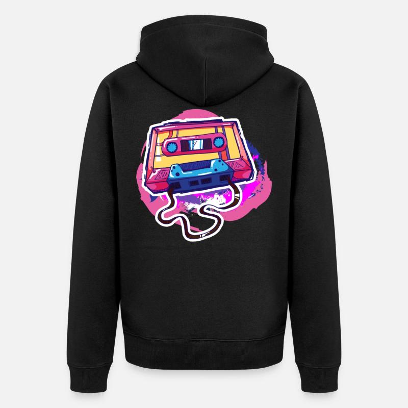 Cassette audio de bande des années 80 90 - Veste à capuche bio Premium Unisexe - noir