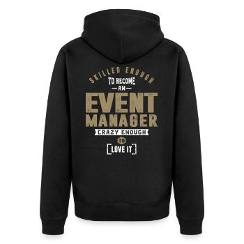 Event Manager - Unisex Premium Organic Zip Hoodie - black - Back - Nico (187cm)